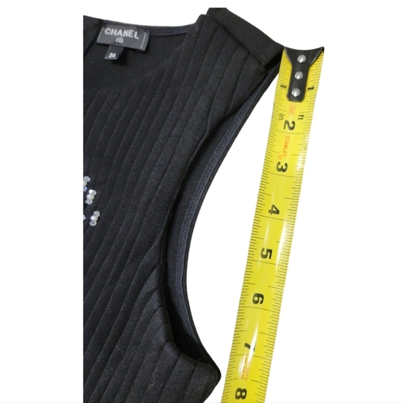 CHANEL Printed Bateau Neckline Crop Top SZ FR 34 Made in France - Picture 8 of 14